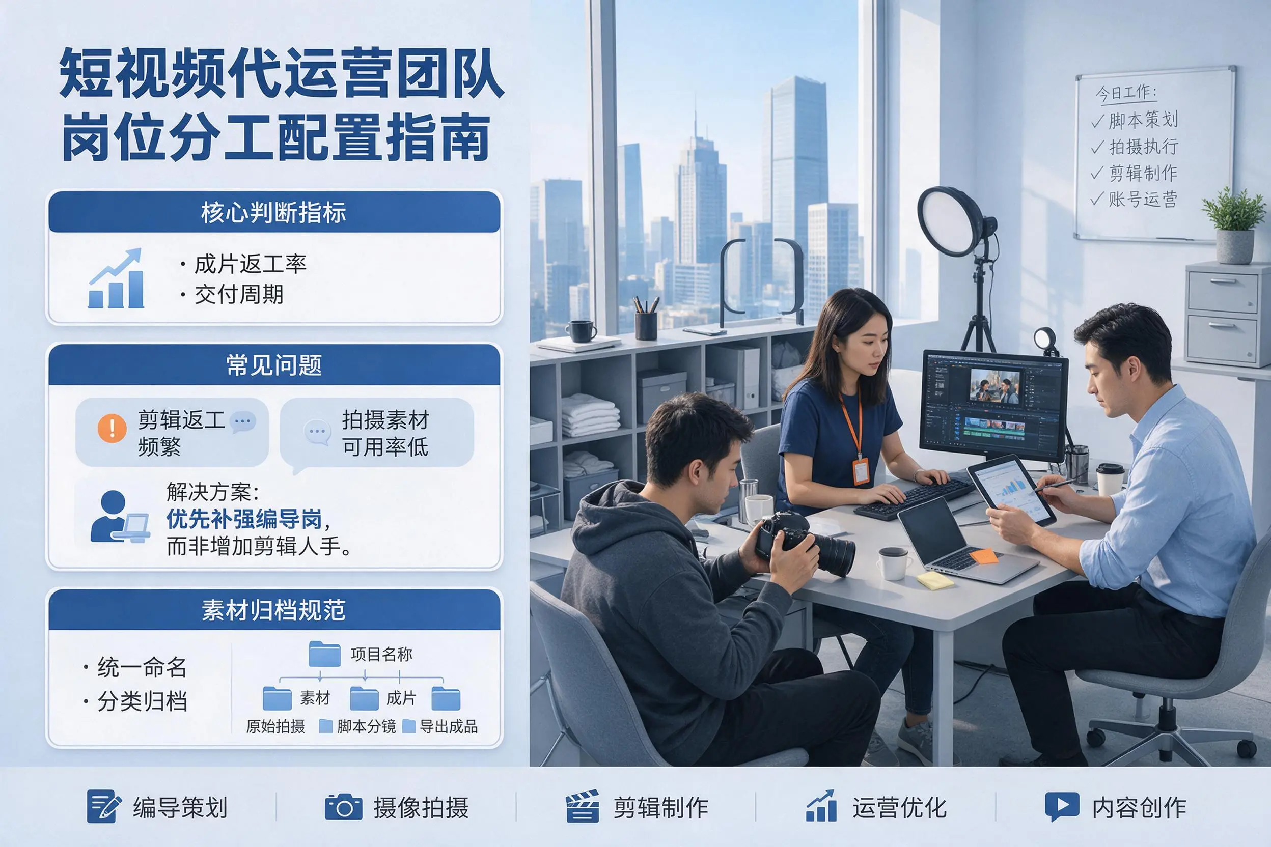 短视频代运营团队如何配置？三沙企业岗位分工科普说明