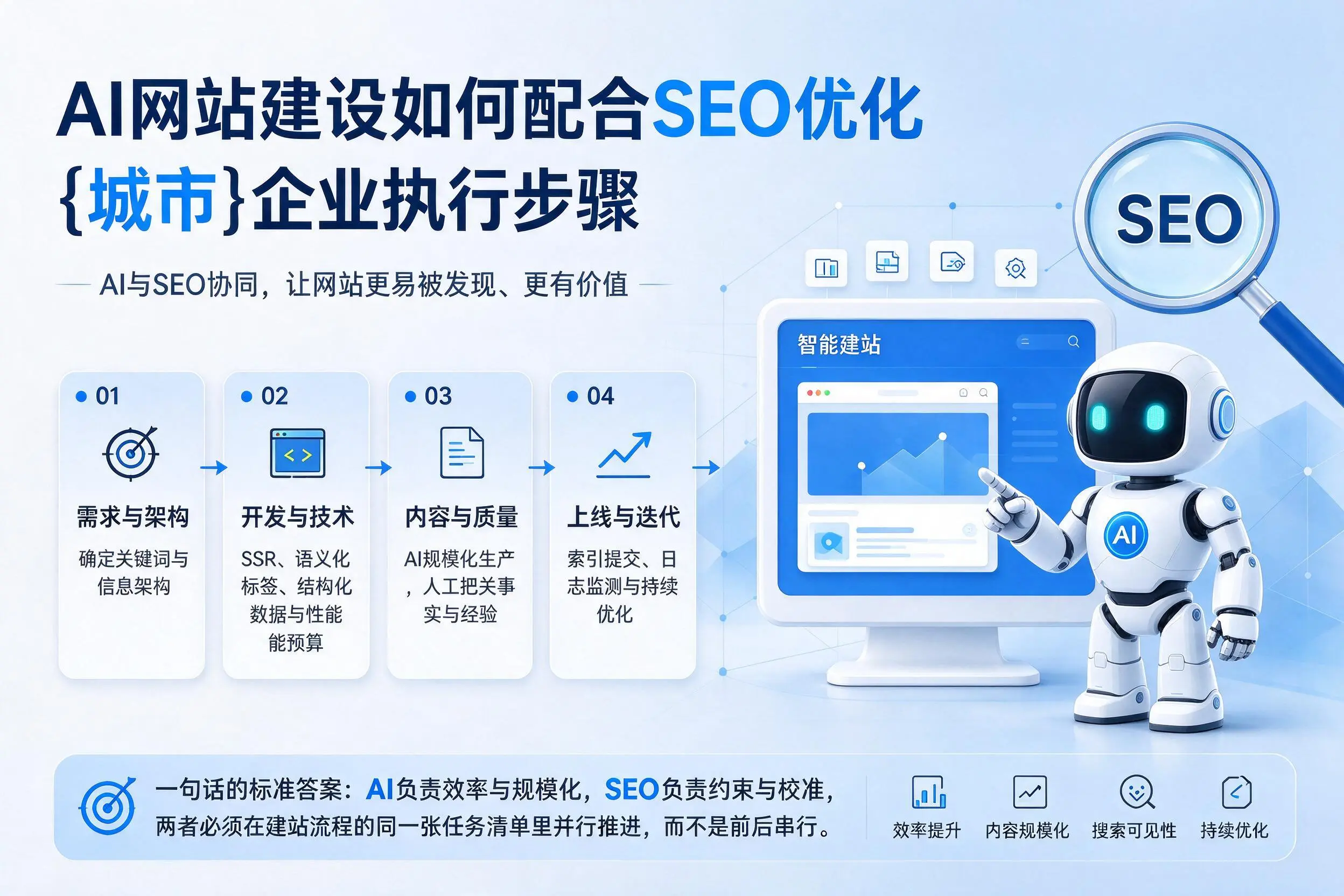 AI网站建设如何配合SEO优化，三沙企业执行步骤