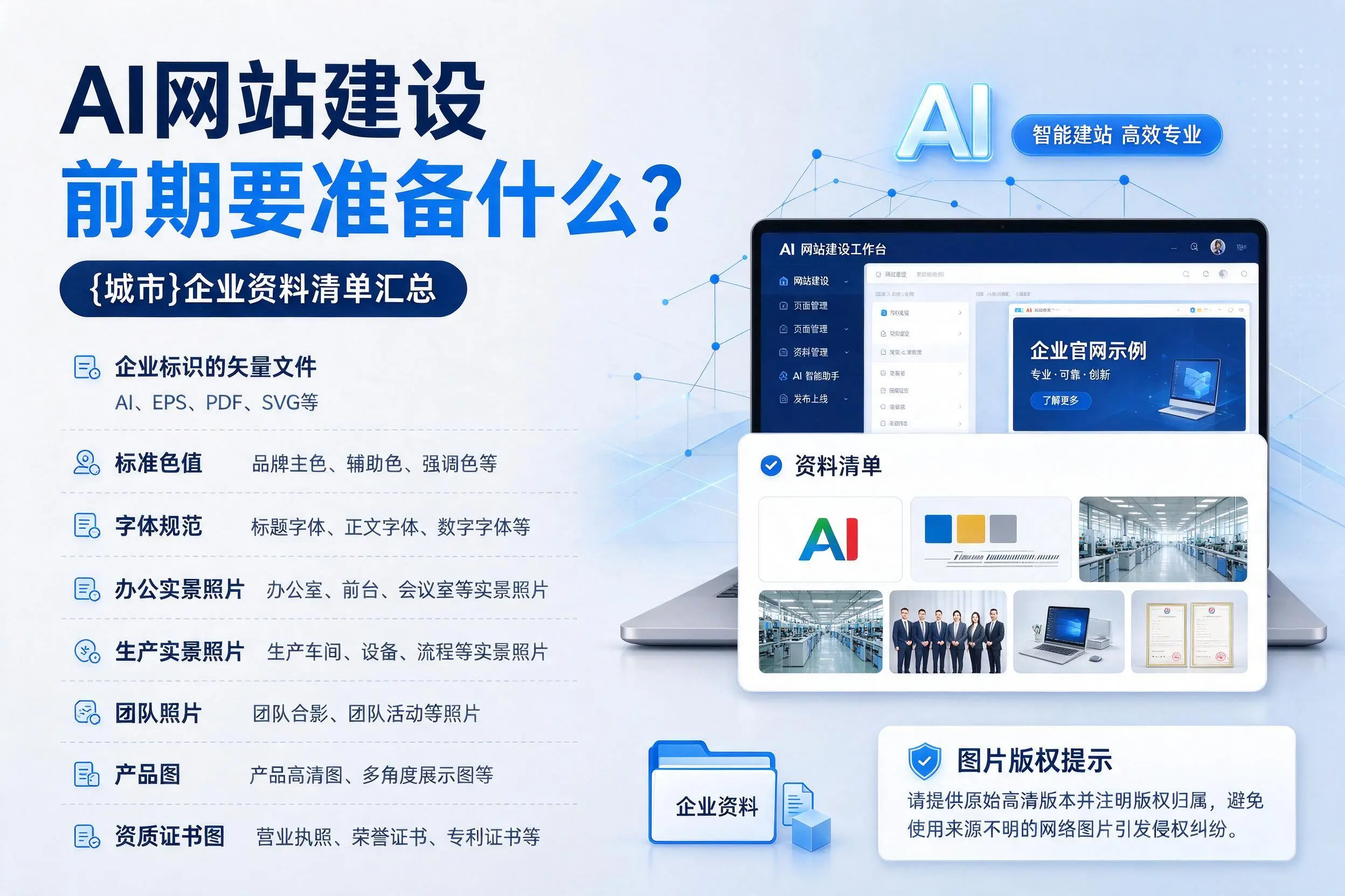AI网站建设前期要准备什么?三沙企业资料清单汇总
